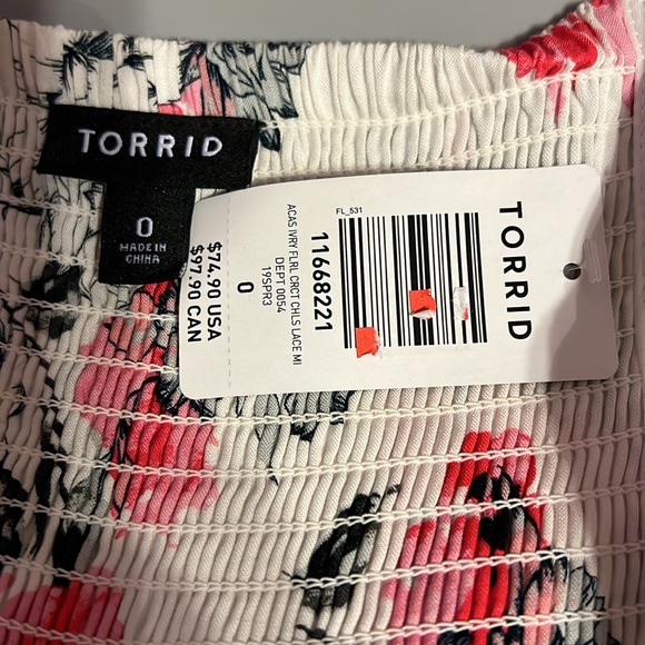 Torrid White & Pink Floral Tiered Midi Dress Size 12 NWOT - Picture 14 of 14